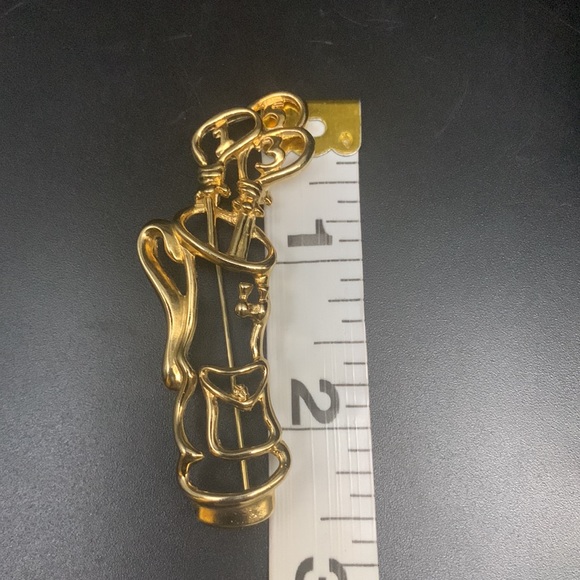 - Vintage Golf Bag Brooch 1,3,5 Gold Tone - Picture 5 of 6